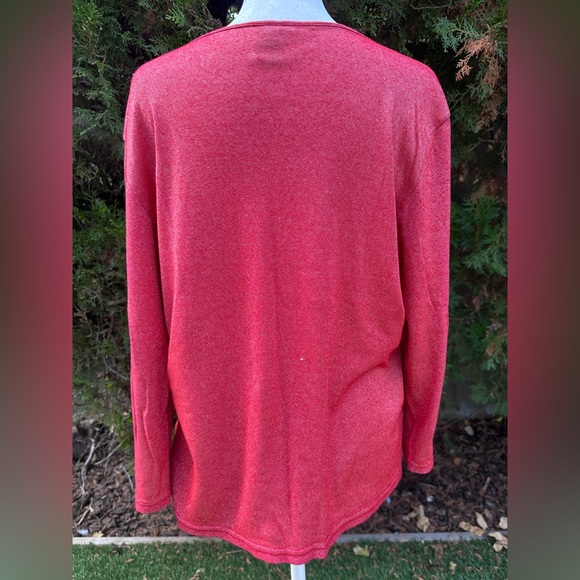 GAP Women's Vibrant Shimmer Cranberry Long Sleeve Holiday Top XL - Picture 3 of 7